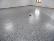 garage floor with epoxy chip finish