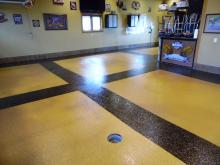 two color chip floor with bronze mica flake